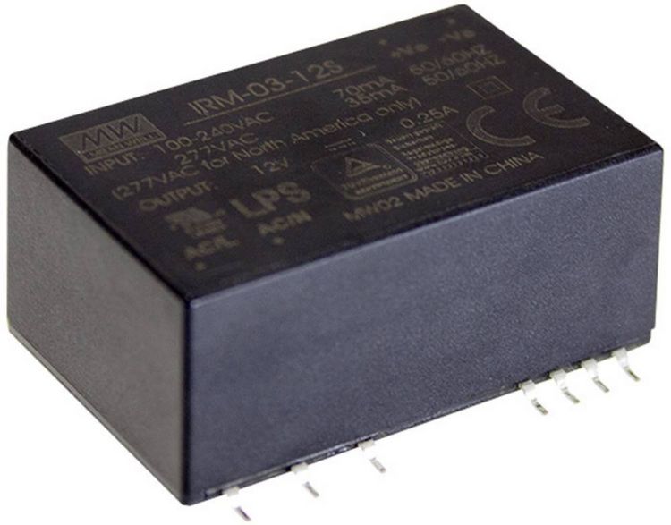 Produktbild: MEAN WELL IRM-03-24 AC/DC-Printnetzteil 24 V/DC 125mA 3W