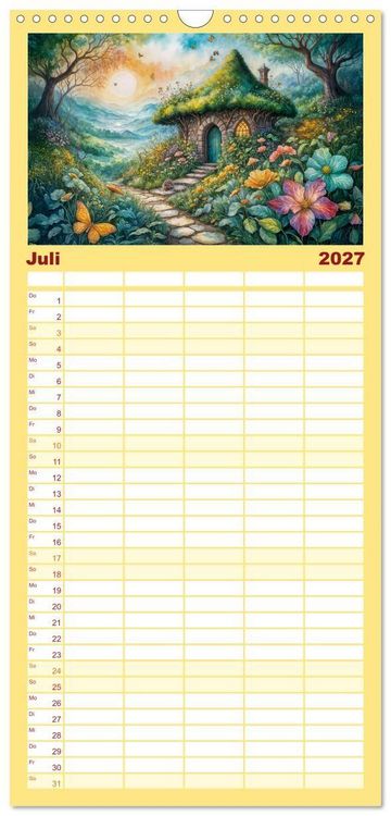 Produktbild: Familienplaner 2027 - Zauberhafte Feenh&auml;user - Wunderwelt der magischen Orte voller Fantasie mit 5 Spalten (Wandkalender, 21 x 45 cm) CALVENDO