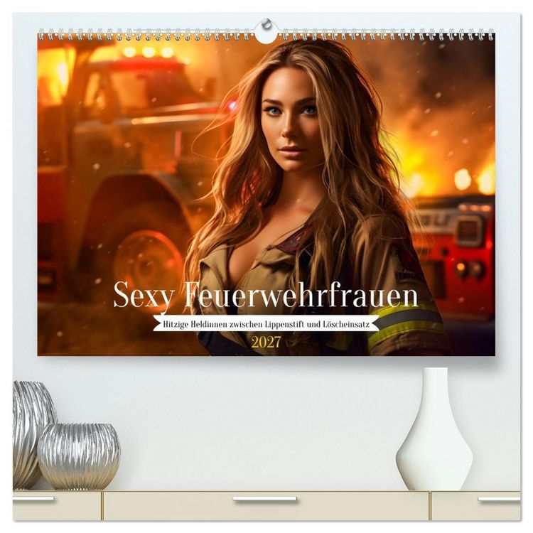 Produktbild: Sexy Feuerwehrfrauen: Hitzige Heldinnen zwischen Lippenstift und L&ouml;scheinsatz (hochwertiger Premium Wandkalender 2027 DIN A2 quer), Kunstdruck in Hochglanz