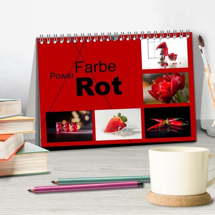Produktbild: Powerfarbe Rot (Tischkalender 2026 DIN A5 quer), CALVENDO Monatskalender