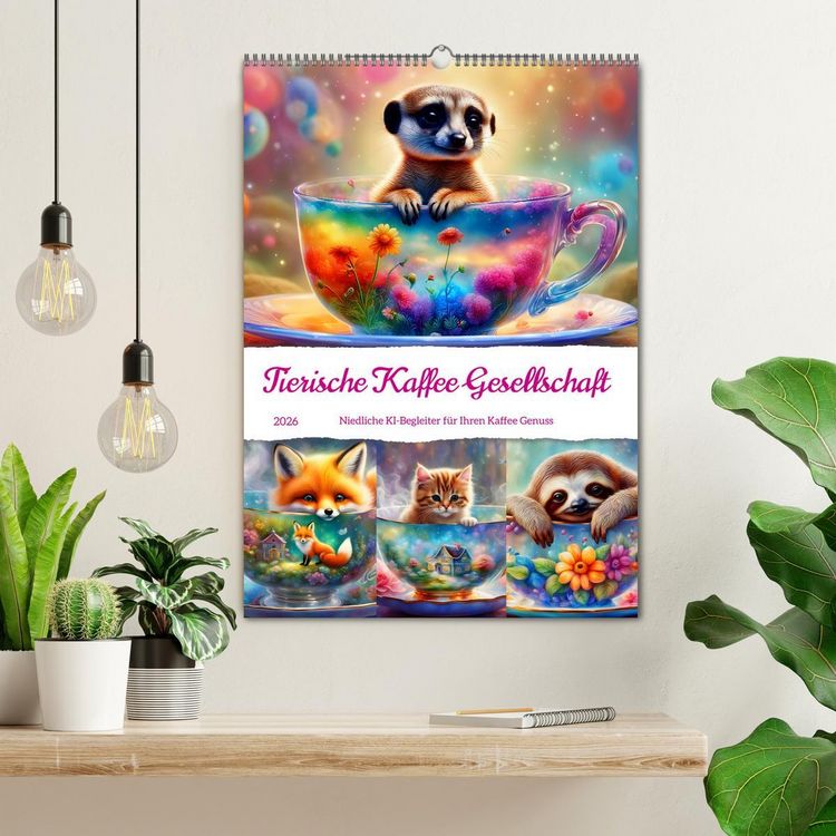 Produktbild: Tierische Kaffee Gesellschaft (Wandkalender 2026 DIN A2 hoch), CALVENDO Monatskalender