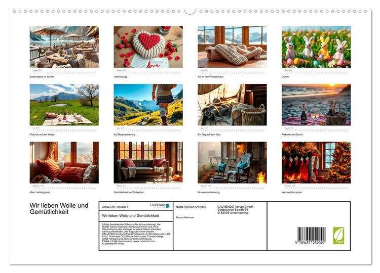 Produktbild: Wir lieben Wolle und Gem&uuml;tlichkeit (hochwertiger Premium Wandkalender 2026 DIN A2 quer), Kunstdruck in Hochglanz