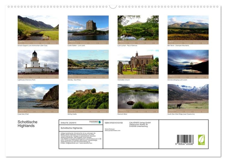 Produktbild: Schottische Highlands (hochwertiger Premium Wandkalender 2026 DIN A2 quer), Kunstdruck in Hochglanz