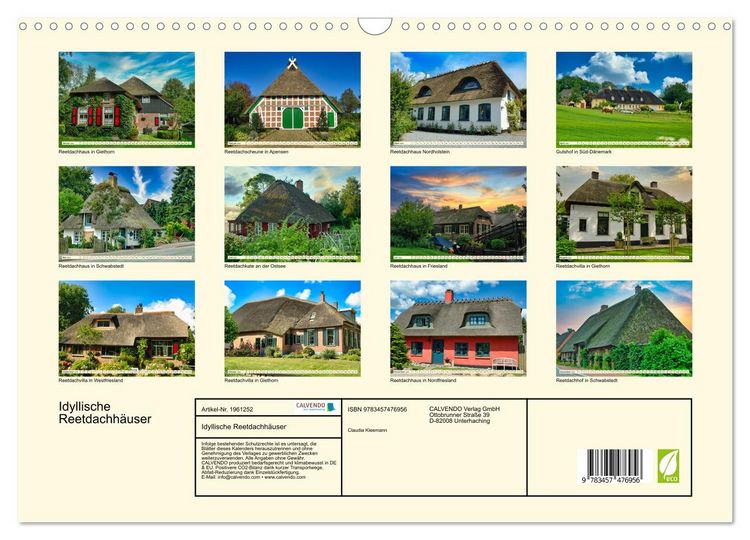 Produktbild: Idyllische Reetdachh&auml;user (Wandkalender 2026 DIN A3 quer), CALVENDO Monatskalender