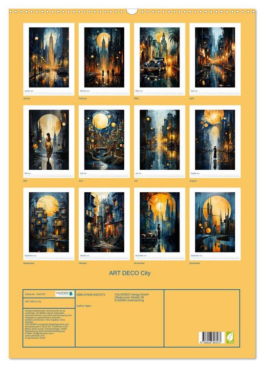 Produktbild: ART DECO City (Wandkalender 2026 DIN A2 hoch), CALVENDO Monatskalender