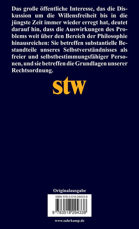 Produktbild: Willensfreiheit und rechtliche Ordnung