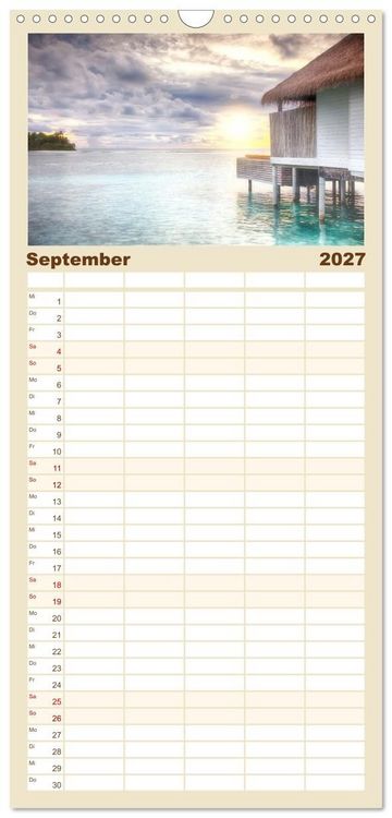 Produktbild: Familienplaner 2027 - Malediven, Perle im Indischen Ozean mit 5 Spalten (Wandkalender, 21 x 45 cm) CALVENDO