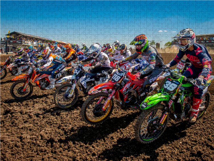Produktbild: CALVENDO Puzzle Motocross - Start zum Gro&szlig;en Preis von Deutschland im Talkessel Teutschenthal | 1000 Teile Lege-Gr&ouml;&szlig;e 64x48cm Foto-Puzzle f&uuml;r gl&uuml;cklic