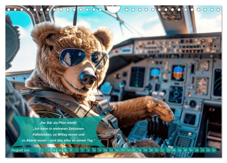 Produktbild: Der tierisch lustige Piloten-Kalender (Wandkalender 2026 DIN A4 quer), CALVENDO Monatskalender