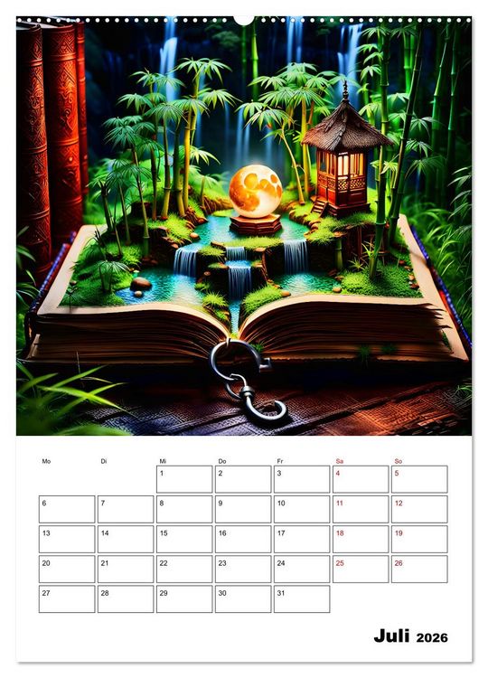 Produktbild: Magische surreale Buchwelten (Wandkalender 2026 DIN A2 hoch), CALVENDO Monatskalender