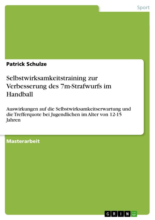 Produktbild: Selbstwirksamkeitstraining zur Verbesserung des 7m-Strafwurfs im Handball