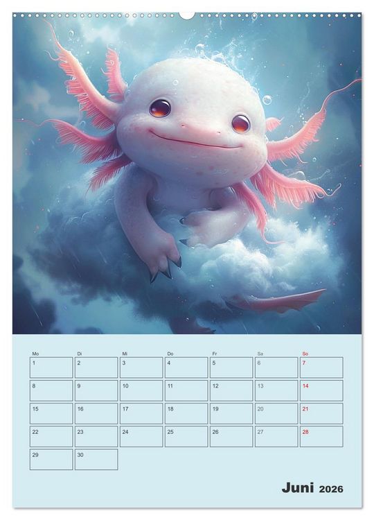 Produktbild: Axolotl. Lustiger Schwanzlurch mit Superkr&auml;ften (Wandkalender 2026 DIN A2 hoch), CALVENDO Monatskalender