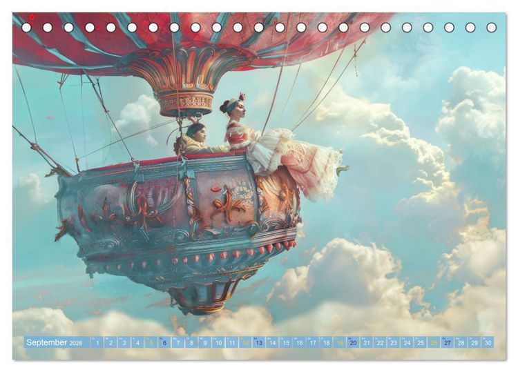 Produktbild: Ballonfahrt - Fantasie Stil (Tischkalender 2026 DIN A5 quer), CALVENDO Monatskalender