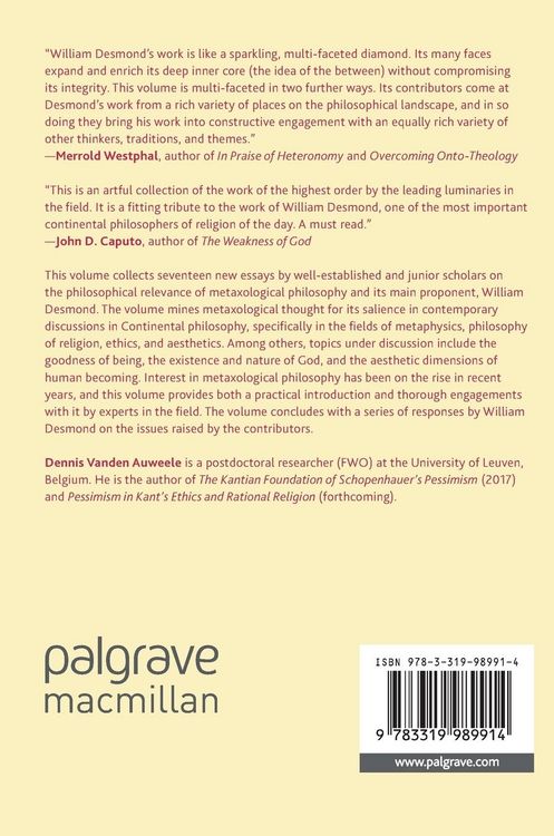 Produktbild: William Desmond&rsquo;s Philosophy between Metaphysics, Religion, Ethics, and Aesthetics