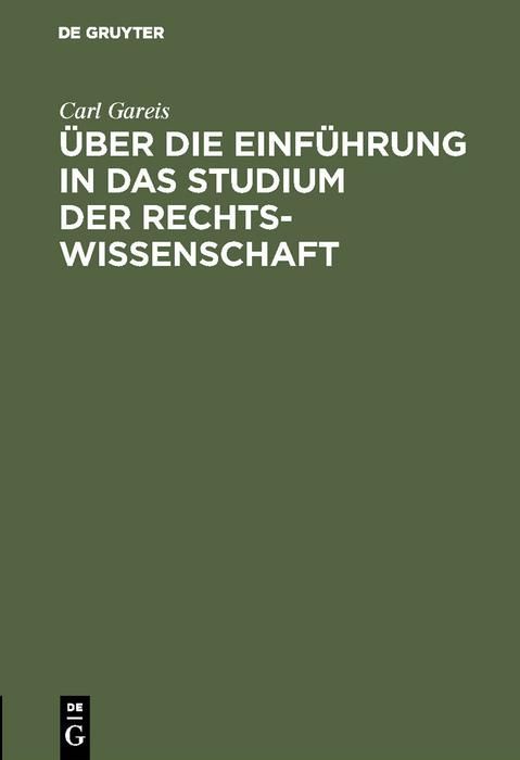 Produktbild: &Uuml;ber die Einf&uuml;hrung in das Studium der Rechtswissenschaft