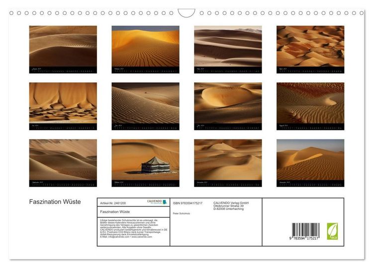 Produktbild: Faszination W&uuml;ste (Wandkalender 2027 DIN A3 quer), CALVENDO Monatskalender