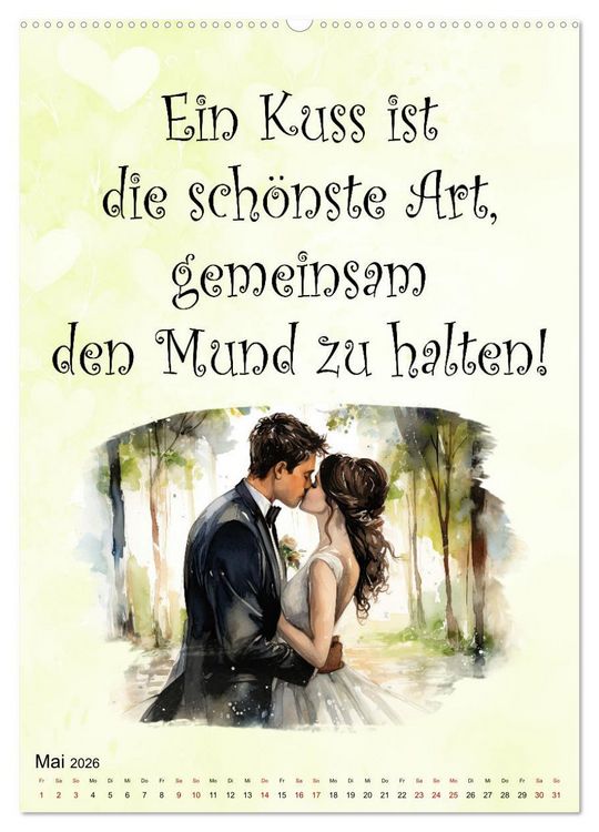 Produktbild: Hochzeitsspr&uuml;che (hochwertiger Premium Wandkalender 2026 DIN A2 hoch), Kunstdruck in Hochglanz
