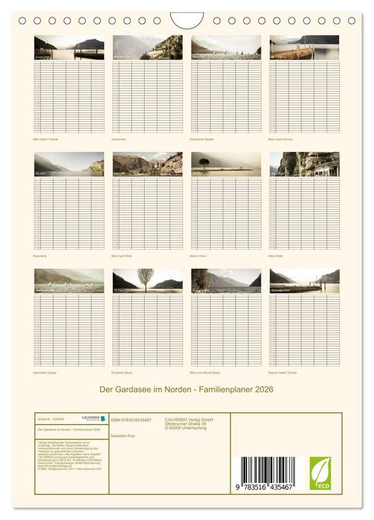 Produktbild: Der Gardasee im Norden - Familienplaner 2026 (Wandkalender 2026 DIN A4 hoch), CALVENDO Monatskalender