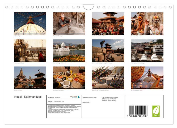Produktbild: Nepal - Kathmandutal (Wandkalender 2026 DIN A4 quer), CALVENDO Monatskalender