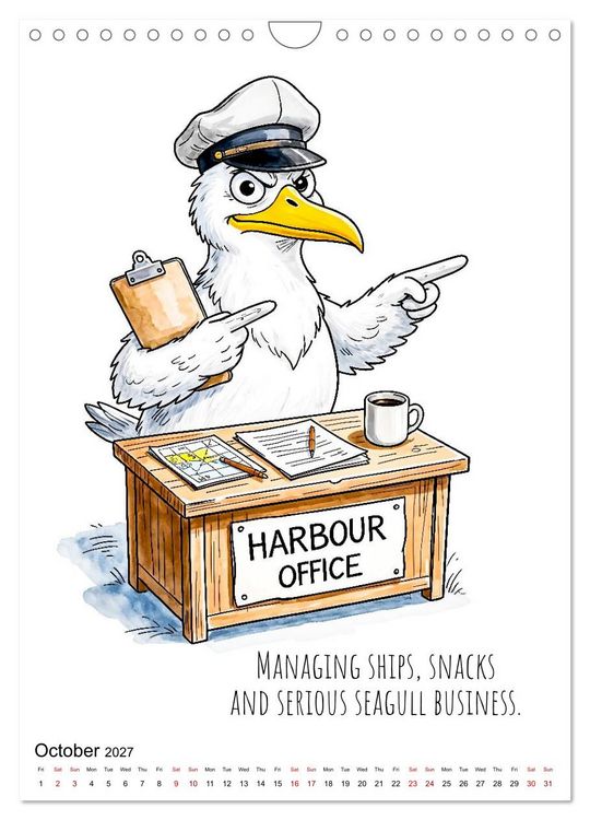 Produktbild: Seagull Shenanigan - A Coastal Year in Feathers (Wall Calendar 2027 DIN A4 portrait), CALVENDO 12 Month Wall Calendar