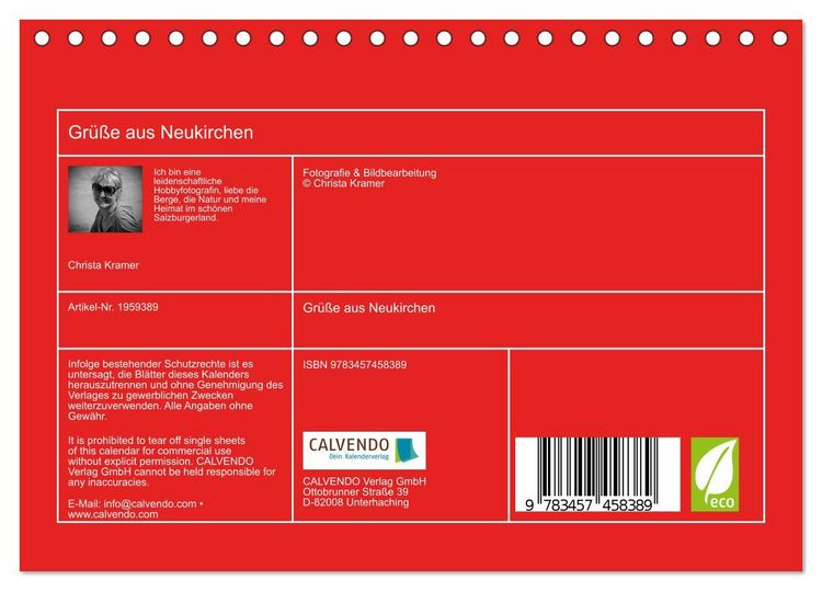 Produktbild: Gr&uuml;&szlig;e aus Neukirchen (Tischkalender 2026 DIN A5 quer), CALVENDO Monatskalender