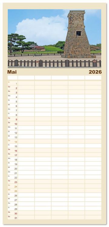 Produktbild: Familienplaner 2026 - Zauberhaftes S&uuml;dkorea Landschaften, St&auml;dte und Kultur mit 5 Spalten (Wandkalender, 21 x 45 cm) CALVENDO