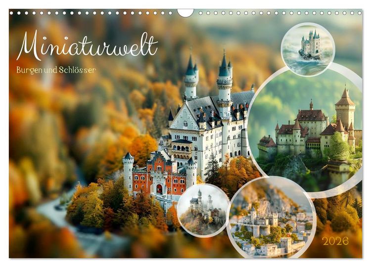 Produktbild: Miniaturwelt Burgen und Schl&ouml;sser (Wandkalender 2026 DIN A3 quer), CALVENDO Monatskalender