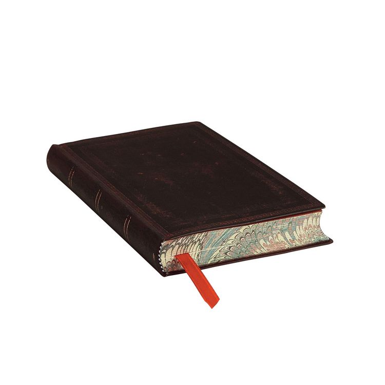 Produktbild: Softcover Notizbuch Schwarzes Marokkoleder Schlicht, Mini, Liniert