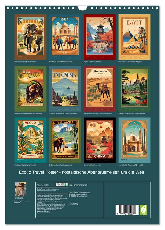 Produktbild: Exotic Travel Poster - nostalgische Abenteuerreisen um die Welt (Wandkalender 2026 DIN A3 hoch), CALVENDO Monatskalender