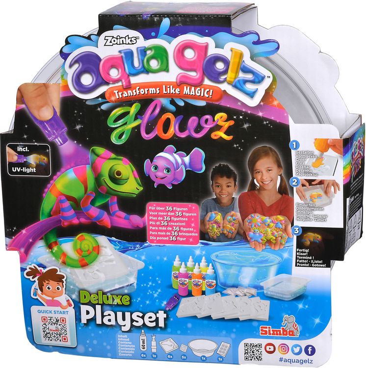 Produktbild: Simba 106322590 - Zoinks, Aqua Gelz Deluxe Set Glowz, 3D Leucht-Softfiguren, Kreativ-Playset