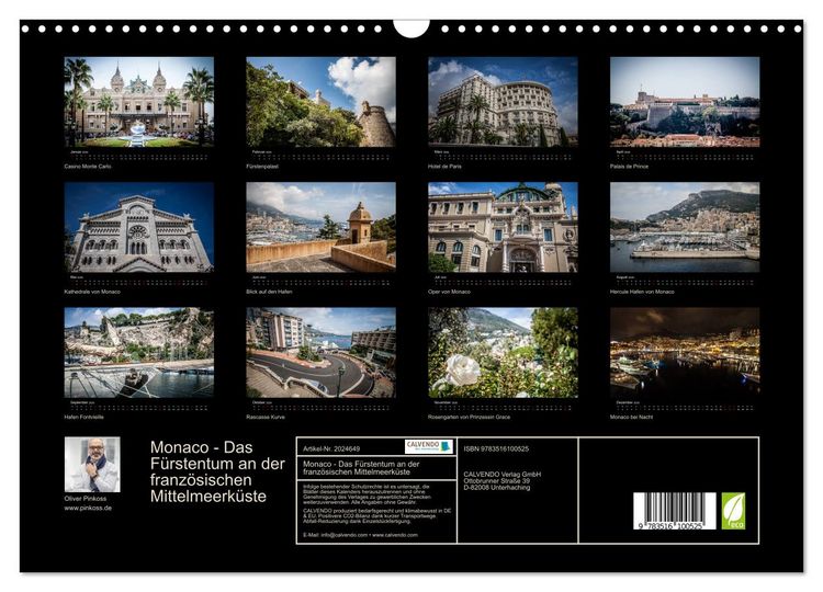 Produktbild: Monaco - Das F&uuml;rstentum an der franz&ouml;sischen Mittelmeerk&uuml;ste (Wandkalender 2026 DIN A3 quer), CALVENDO Monatskalender
