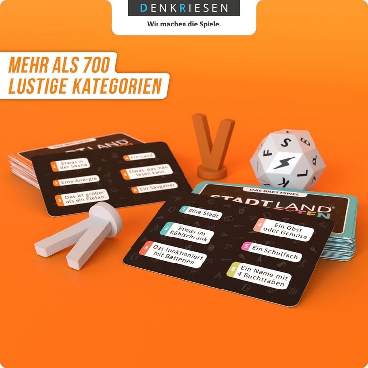 Produktbild: DENKRIESEN - STADT LAND VOLLPFOSTEN&reg; Brettspiel + Junior Erweiterung