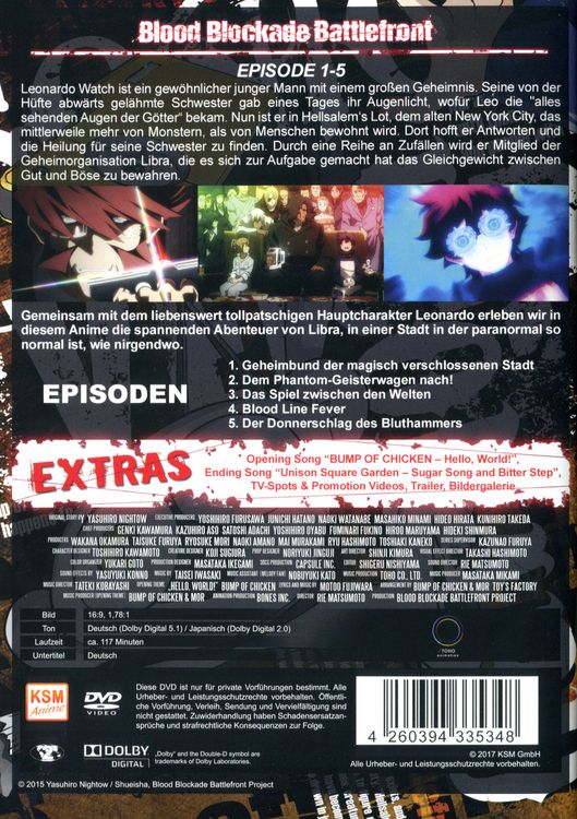 Produktbild: Blood Blockade Battlefront Volume 1 (Episode 1-5)