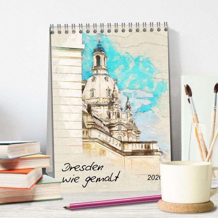 Produktbild: Dresden wie gemalt (Tischkalender 2026 DIN A5 hoch), CALVENDO Monatskalender
