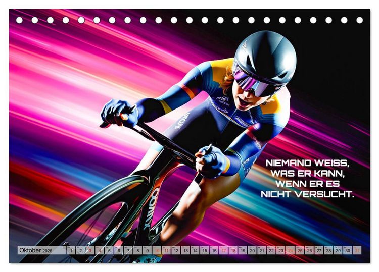 Produktbild: Rennrad und Motivation (Tischkalender 2026 DIN A5 quer), CALVENDO Monatskalender