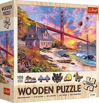 Produktbild: Holz Puzzle 1000 - Sonnenuntergang am Golden Gate