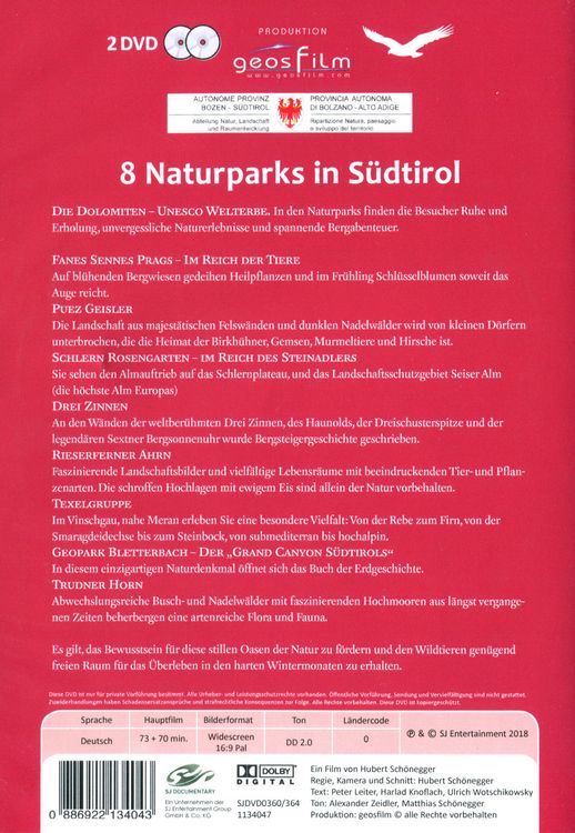 Produktbild: 8 Naturparks in S&uuml;dtirol [2 DVDs]