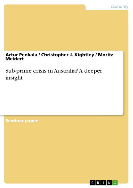 Produktbild: Sub-prime crisis in Australia? A deeper insight