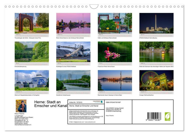 Produktbild: Herne: Stadt an Emscher und Kanal (Wandkalender 2026 DIN A3 quer), CALVENDO Monatskalender
