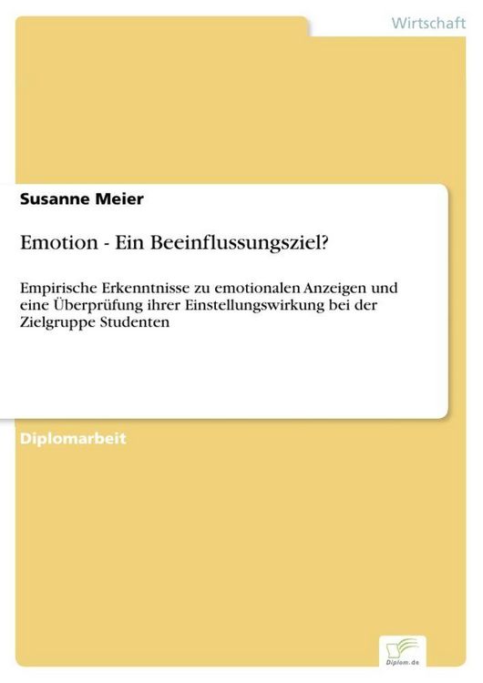 Produktbild: Emotion - Ein Beeinflussungsziel?