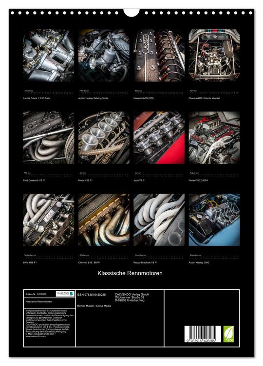Produktbild: Klassische Rennmotoren (Wandkalender 2026 DIN A3 hoch), CALVENDO Monatskalender