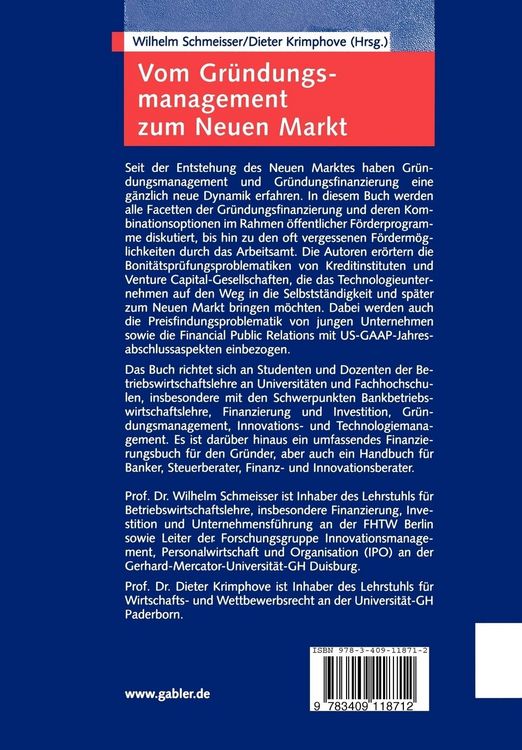 Produktbild: Vom Gr&uuml;ndungsmanagement zum Neuen Markt