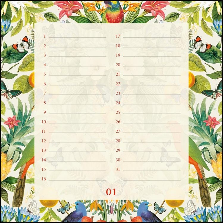 Produktbild: Immerw&auml;hrender Geburtstagskalender floral &ndash; Archive by Portico Designs &ndash; Quadrat-Format 24 x 24 cm