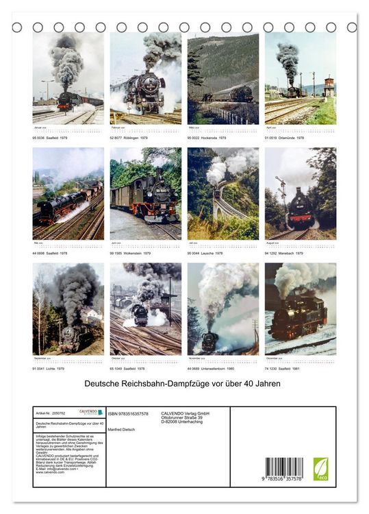Produktbild: Deutsche Reichsbahn-Dampfz&uuml;ge vor &uuml;ber 40 Jahren (Tischkalender 2026 DIN A5 hoch), CALVENDO Monatskalender