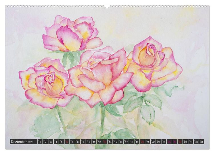 Produktbild: Blumenbilder in Aquarell (Wandkalender 2026 DIN A2 quer), CALVENDO Monatskalender