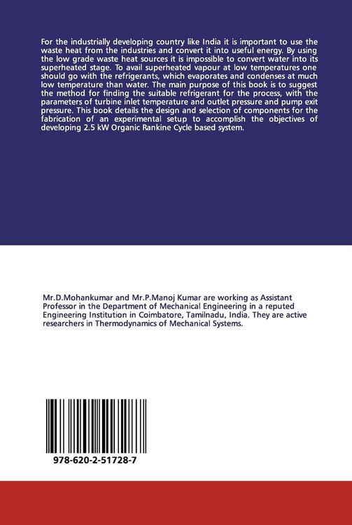 Produktbild: Design and Selection of Components for Organic Rankine Cycle