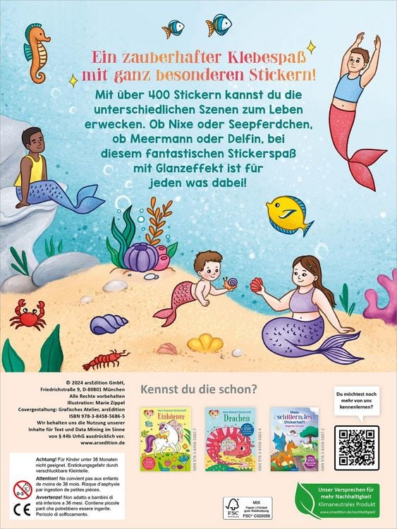 Produktbild: Mein schillerndes Stickerheft &ndash; Im Reich der Meerjungfrauen