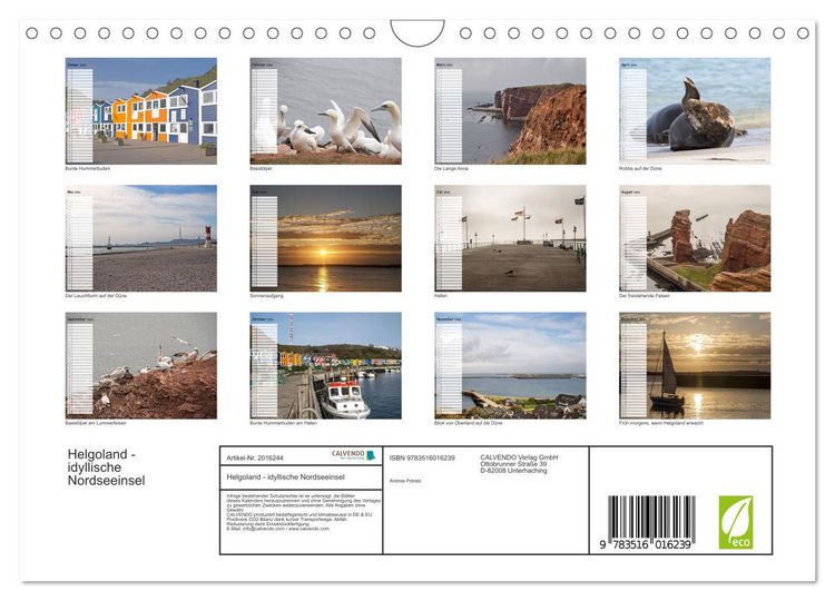 Produktbild: Helgoland - idyllische Nordseeinsel (Wandkalender 2026 DIN A4 quer), CALVENDO Monatskalender