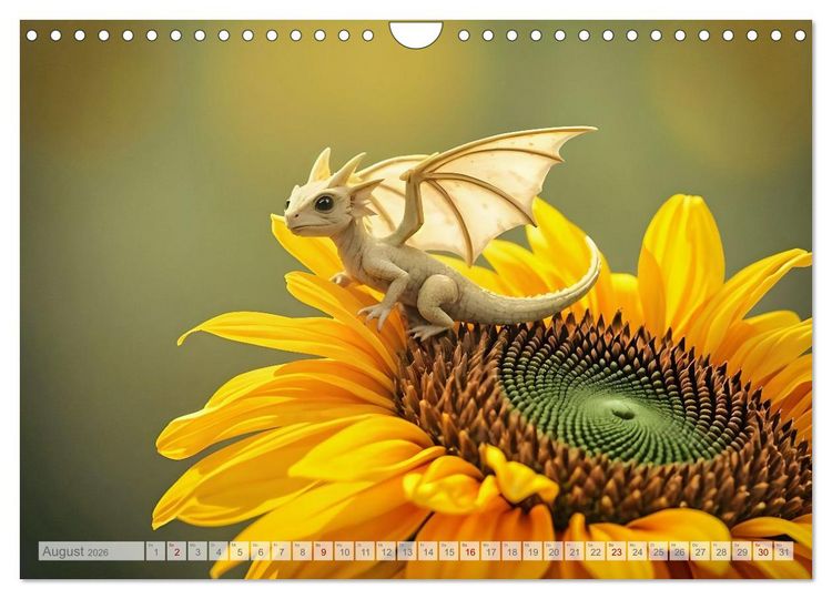 Produktbild: Regenbogenschuppen - Die geheime Welt der magischen Miniatur Drachen (Wandkalender 2026 DIN A4 quer), CALVENDO Monatskalender