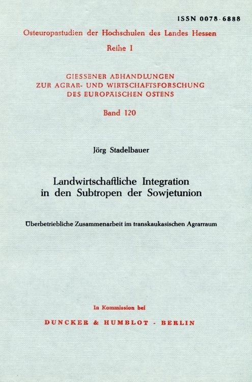 Produktbild: Landwirtschaftliche Integration in den Subtropen der Sowjetunion.